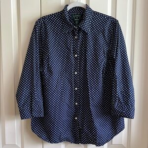 🌻3 for $21.  Ralph Lauren Blue and White Casual Button Down Shirt